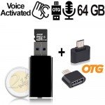 Micro USB-Voice-Recorder, 64GB bis 752 Std., Voice-Activated