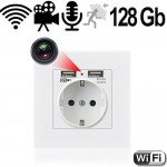 IP-HD-Spycam in Wandsteckdose, 2xUSB