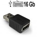 USB-Keylogger, Tastaturspion. Alle Tastatureingaben lassen sich zur Computerünerwachung später rekonstruieren. Unsichtbar für de