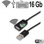 WiFi-LAN USB-Kabel Keylogger, 16 Gb. Sendet E-Mail-Berichte aller aufgezeichneten Tastendaten.